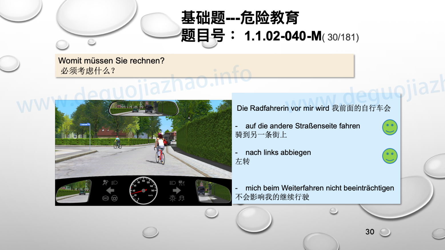德国驾照官方理论题 章节 1.1.02 面对行人时的行为准则