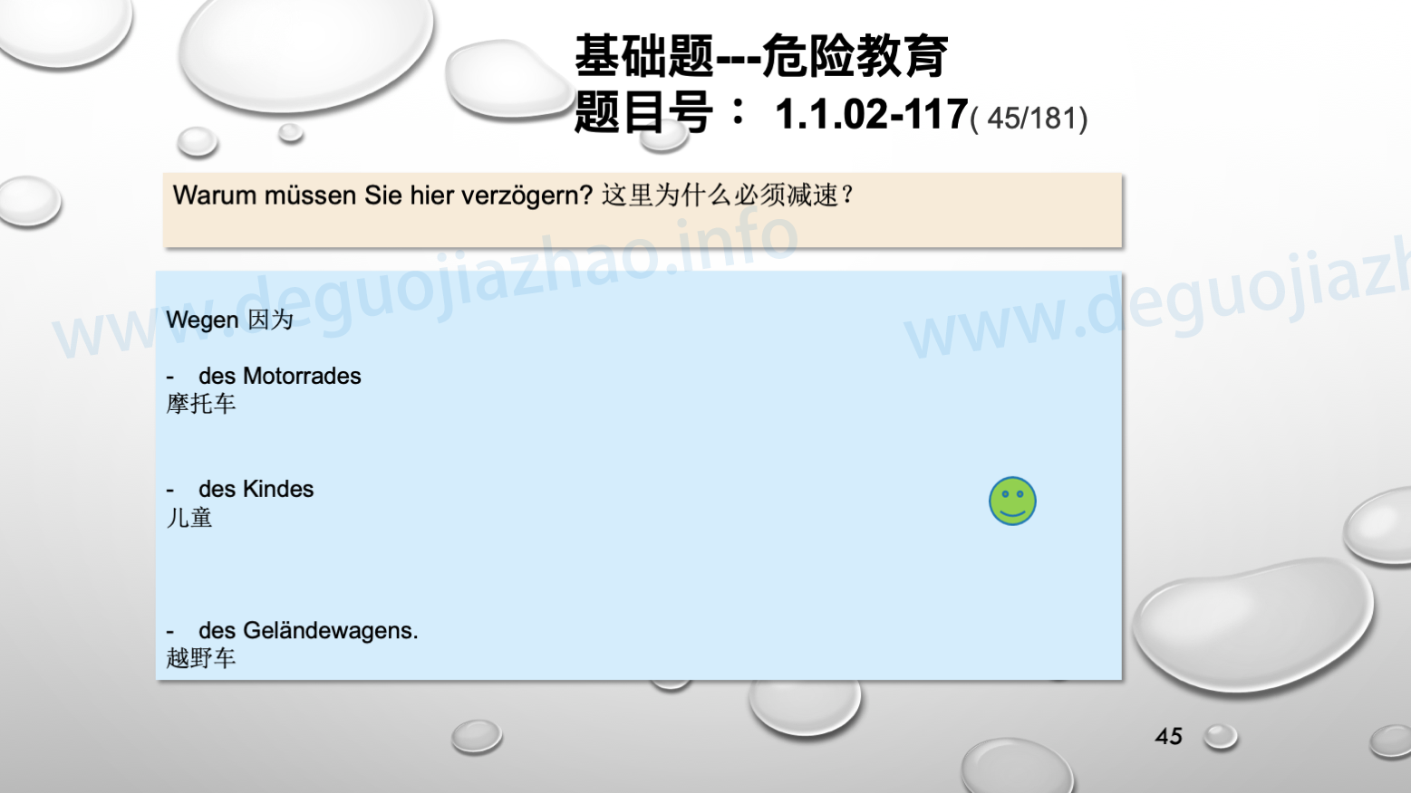 德国驾照官方理论题 章节 1.1.02 面对行人时的行为准则