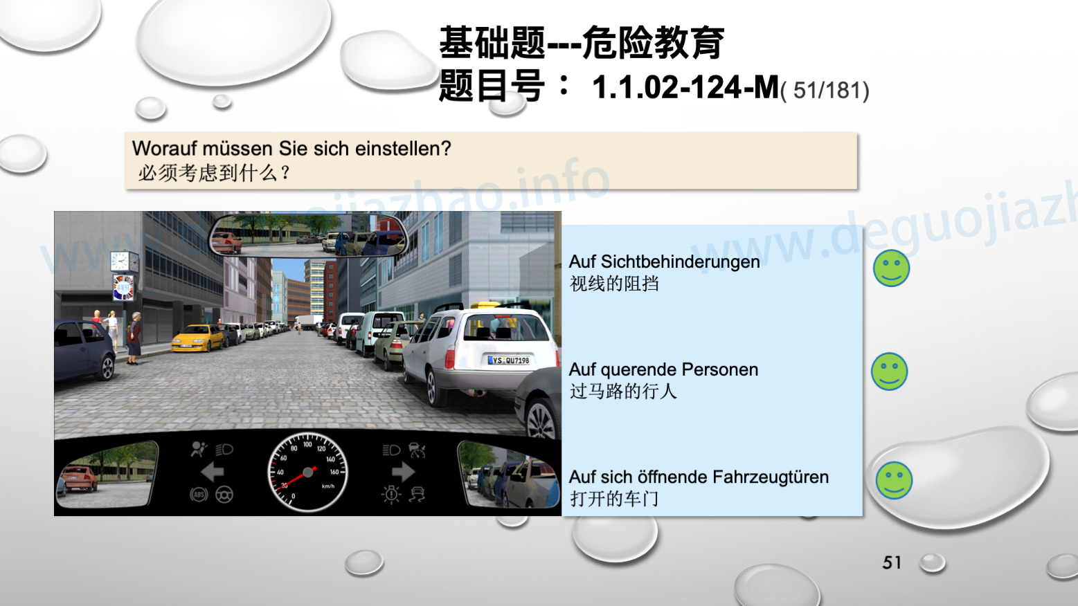 德国驾照官方理论题 章节 1.1.02 面对行人时的行为准则