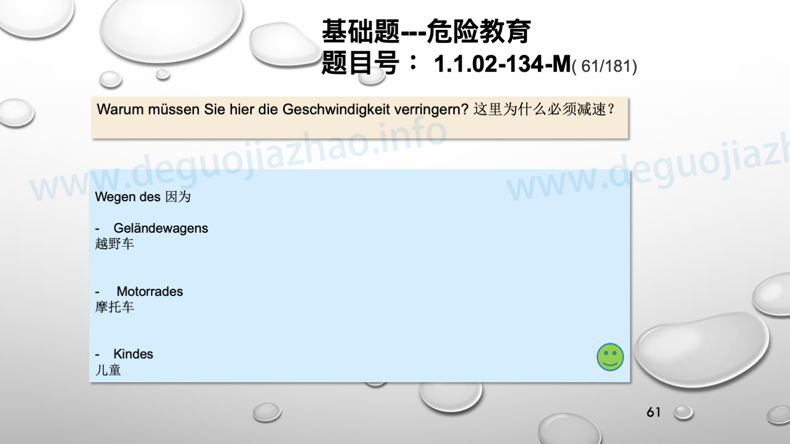 德国驾照官方理论题 章节 1.1.02 面对行人时的行为准则