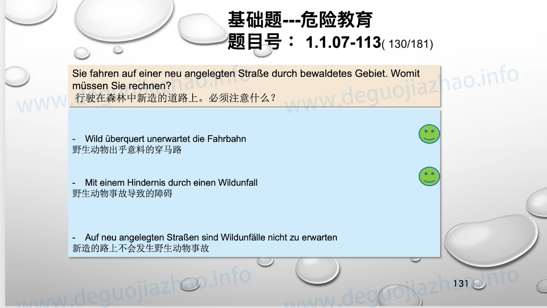 德国驾照官方理论题 章节 1.1.07 特殊的交通情况