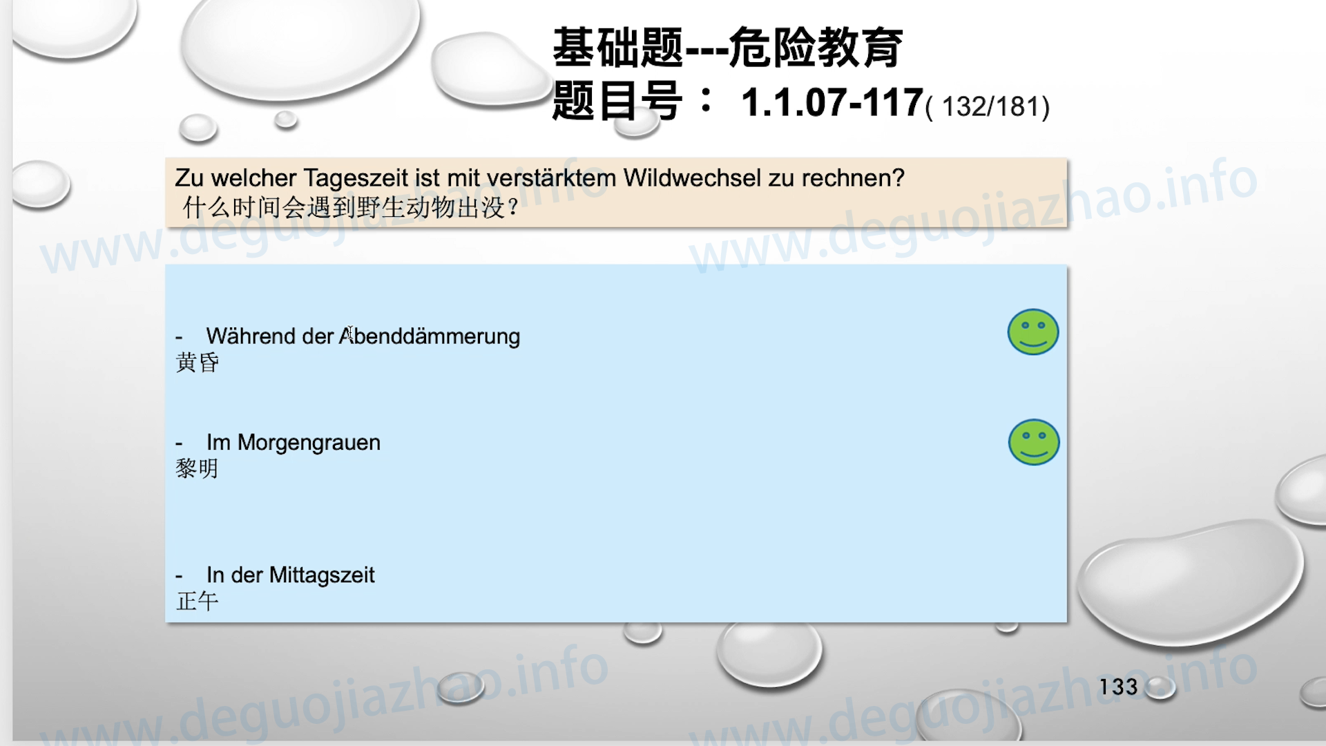 德国驾照官方理论题 章节 1.1.07 特殊的交通情况