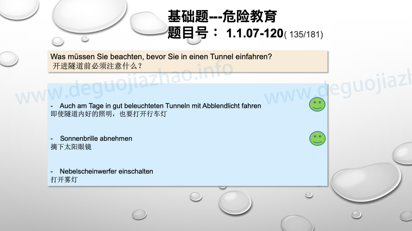 德国驾照官方理论题 章节 1.1.07 特殊的交通情况