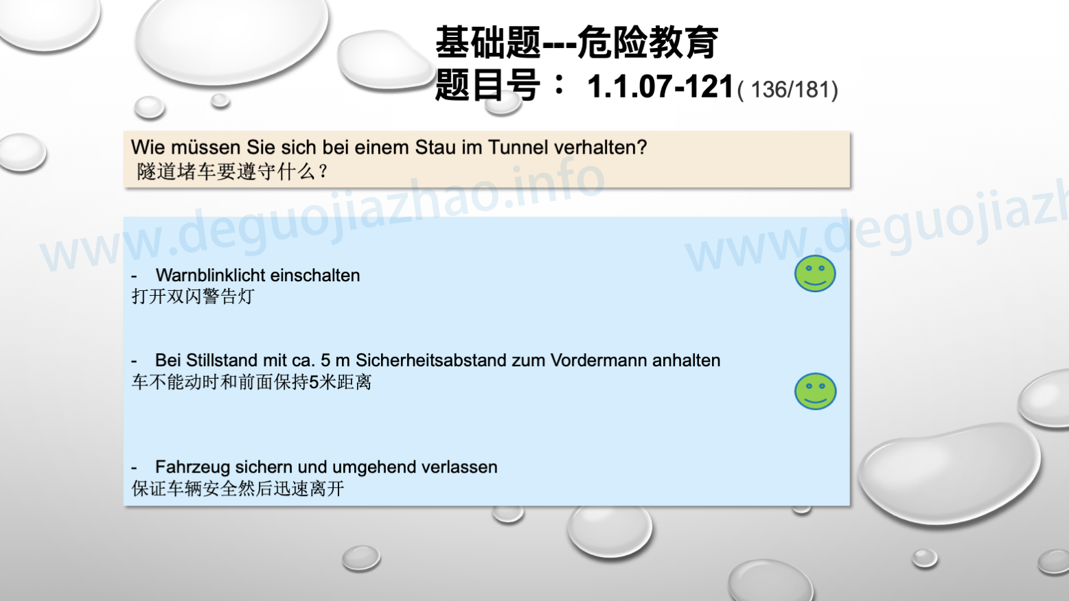 德国驾照官方理论题 章节 1.1.07 特殊的交通情况