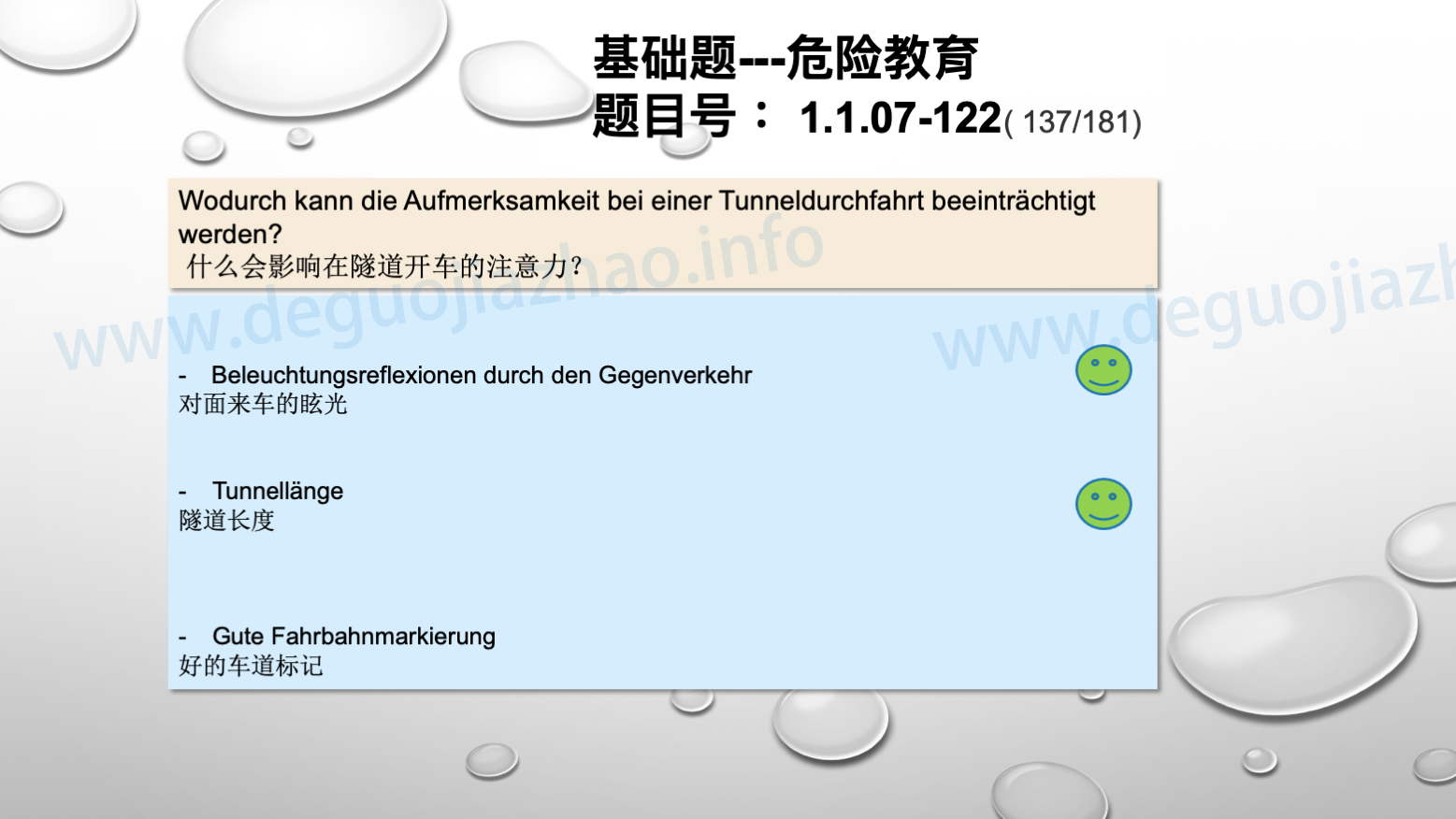 德国驾照官方理论题 章节 1.1.07 特殊的交通情况
