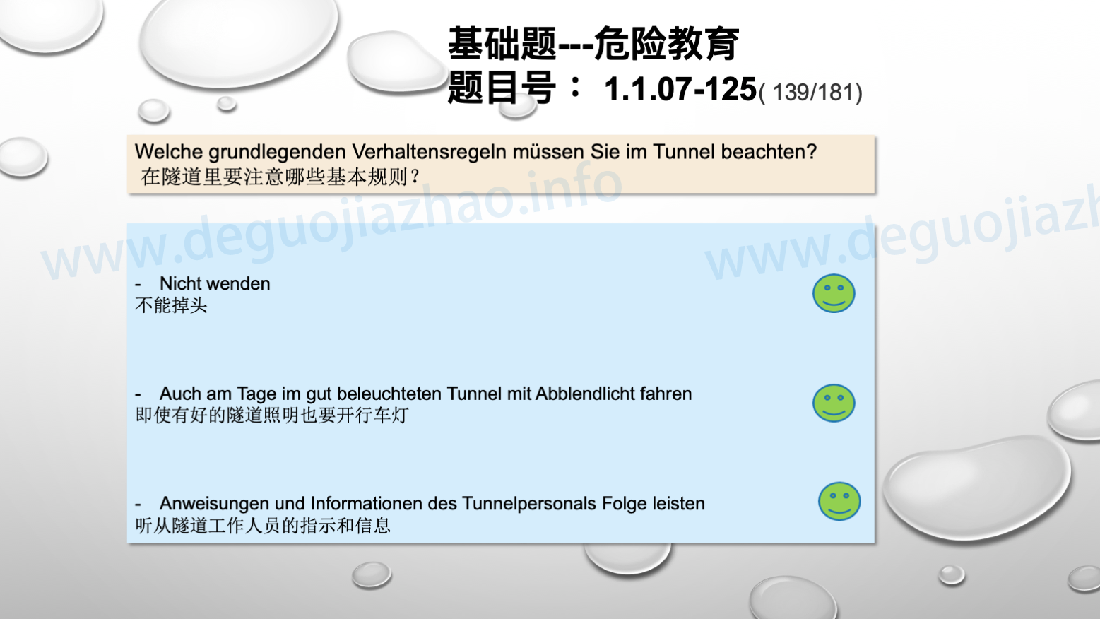 德国驾照官方理论题 章节 1.1.07 特殊的交通情况