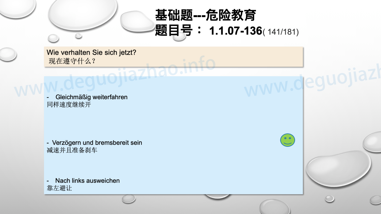 德国驾照官方理论题 章节 1.1.07 特殊的交通情况