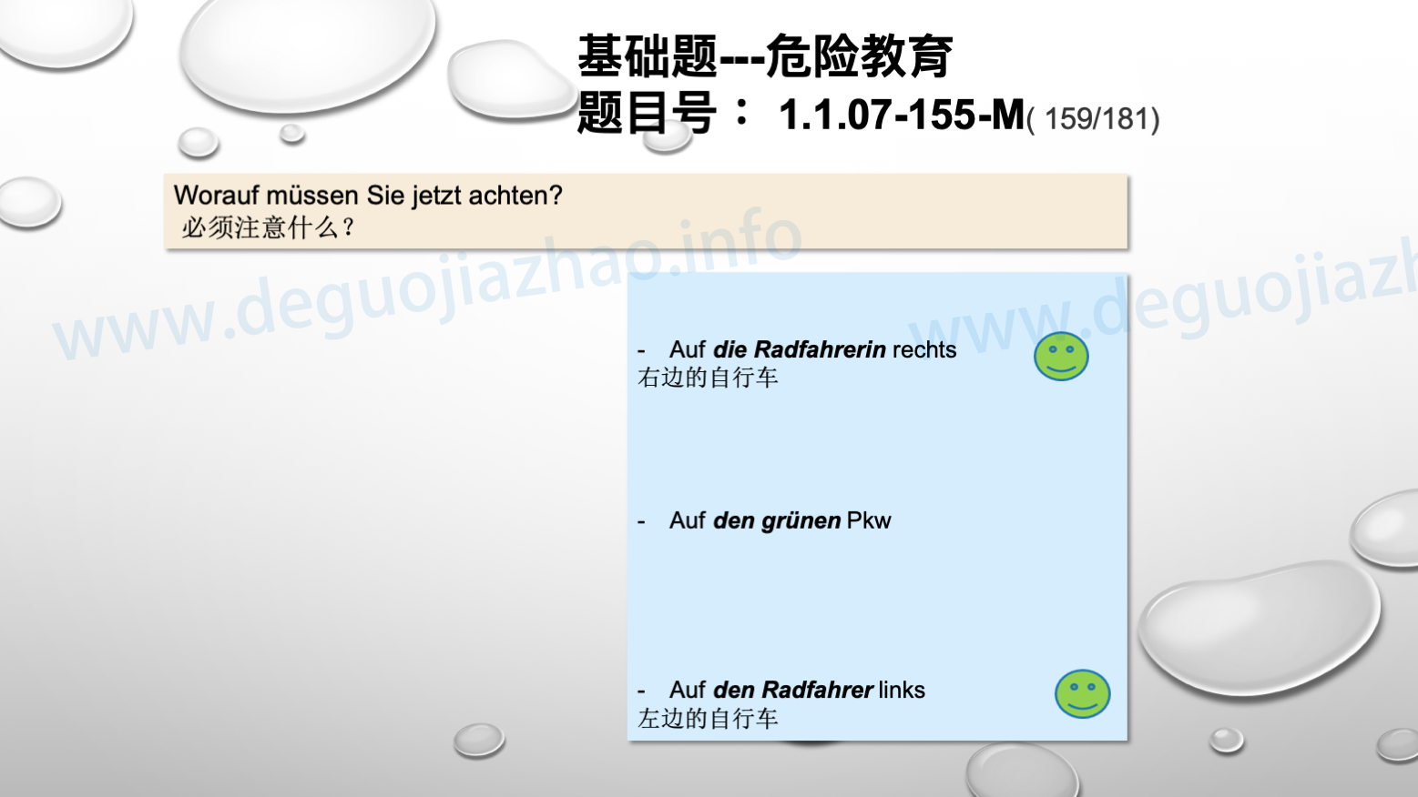 德国驾照官方理论题 章节 1.1.07 特殊的交通情况