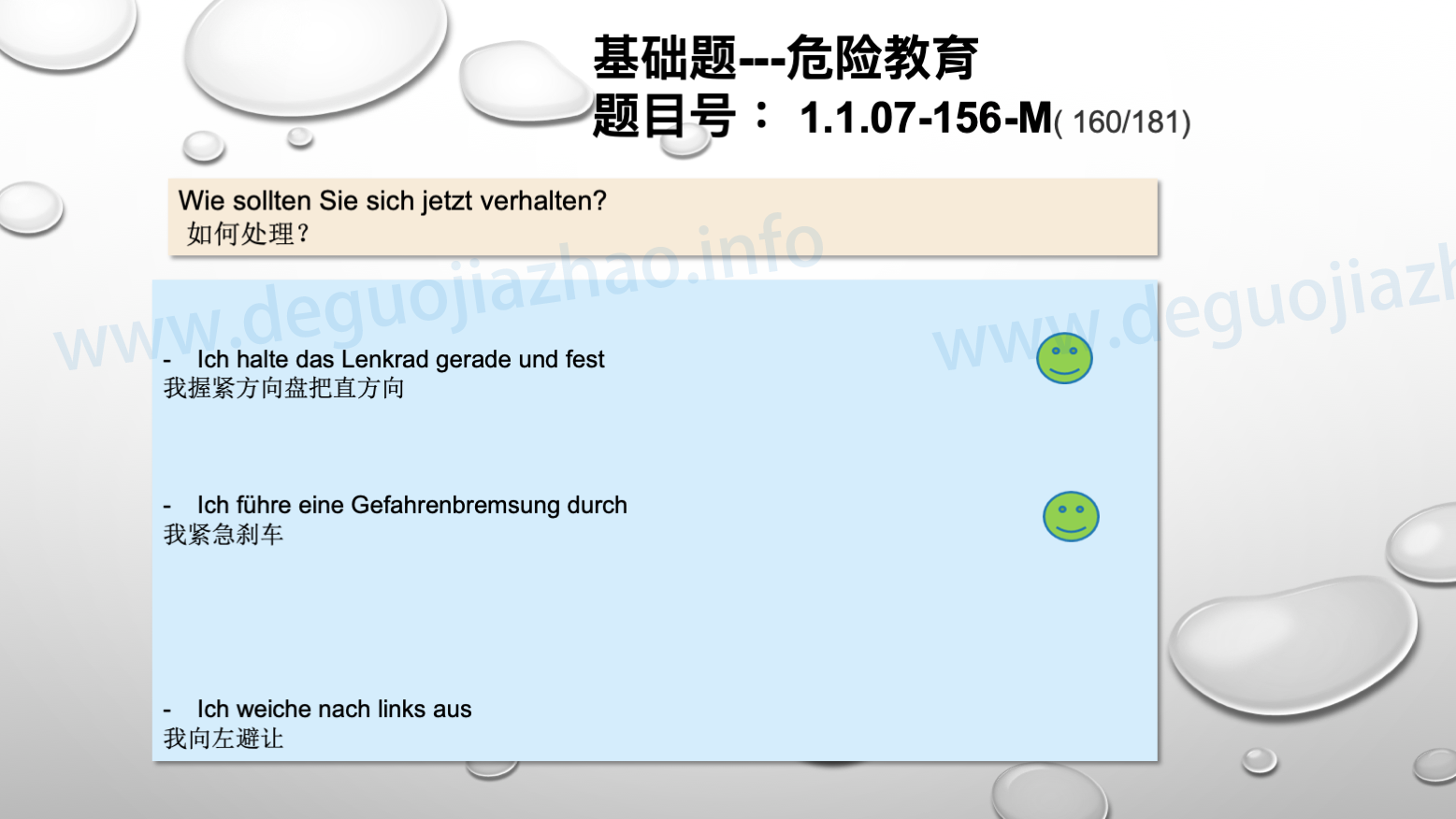 德国驾照官方理论题 章节 1.1.07 特殊的交通情况