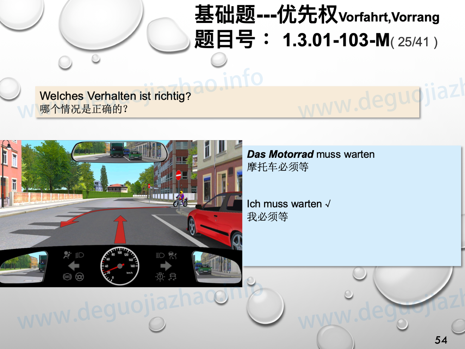 德国驾照官方理论题 章节 1.3.01 优先权