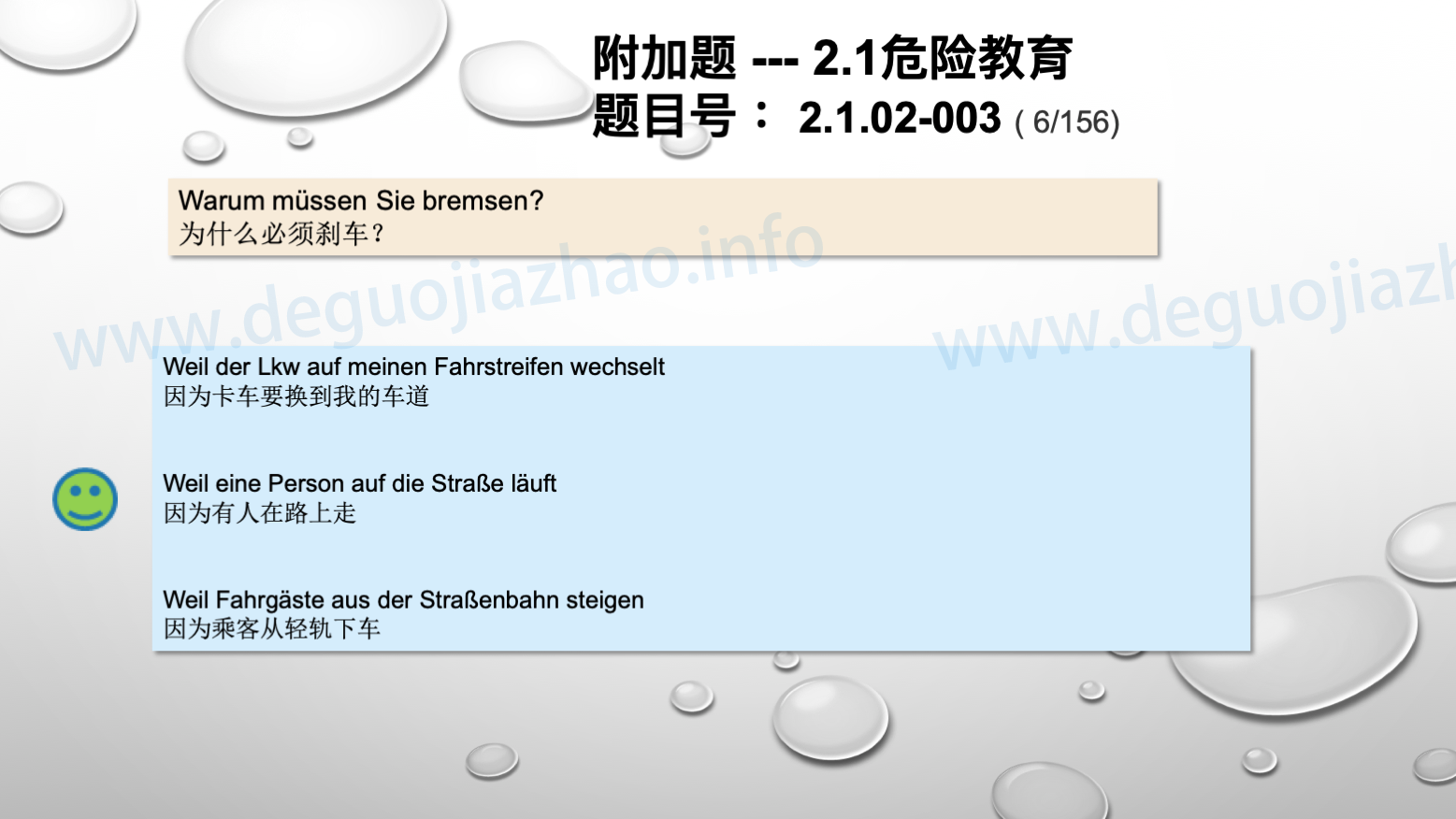德国驾照官方理论题 章节 2.1.02 面对行人时的行为准则