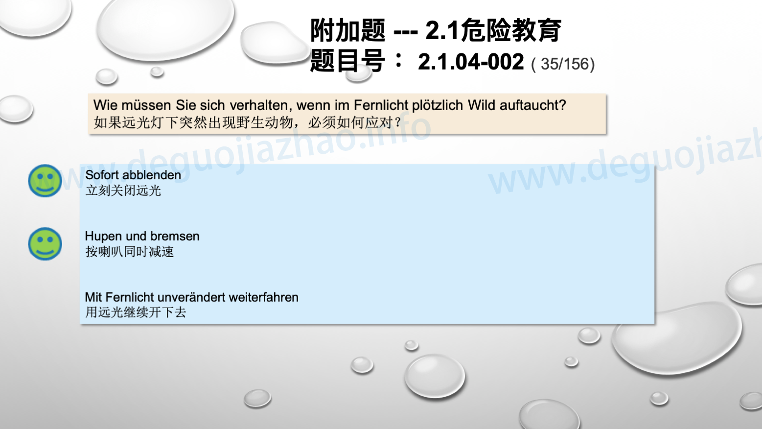 德国驾照官方理论题 章节 2.1.04 黑暗和不好的视线