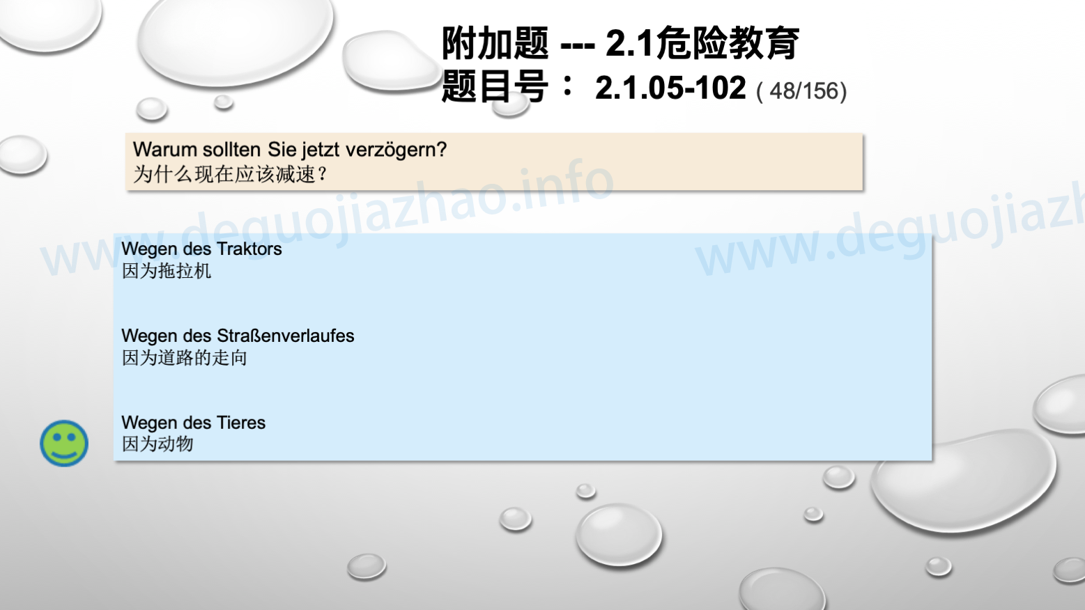 德国驾照官方理论题 章节 2.1.05 速度