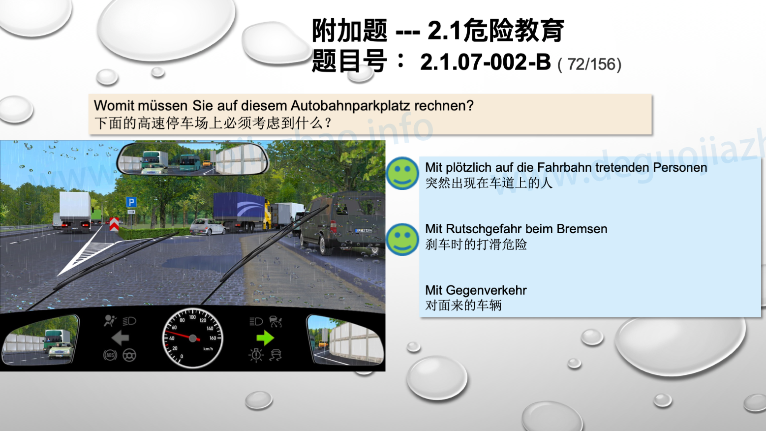 德国驾照官方理论题 章节 2.1.07 特殊的交通情况