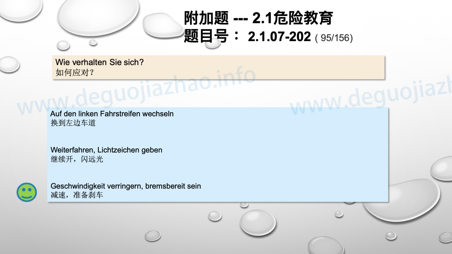 德国驾照官方理论题 章节 2.1.07 特殊的交通情况