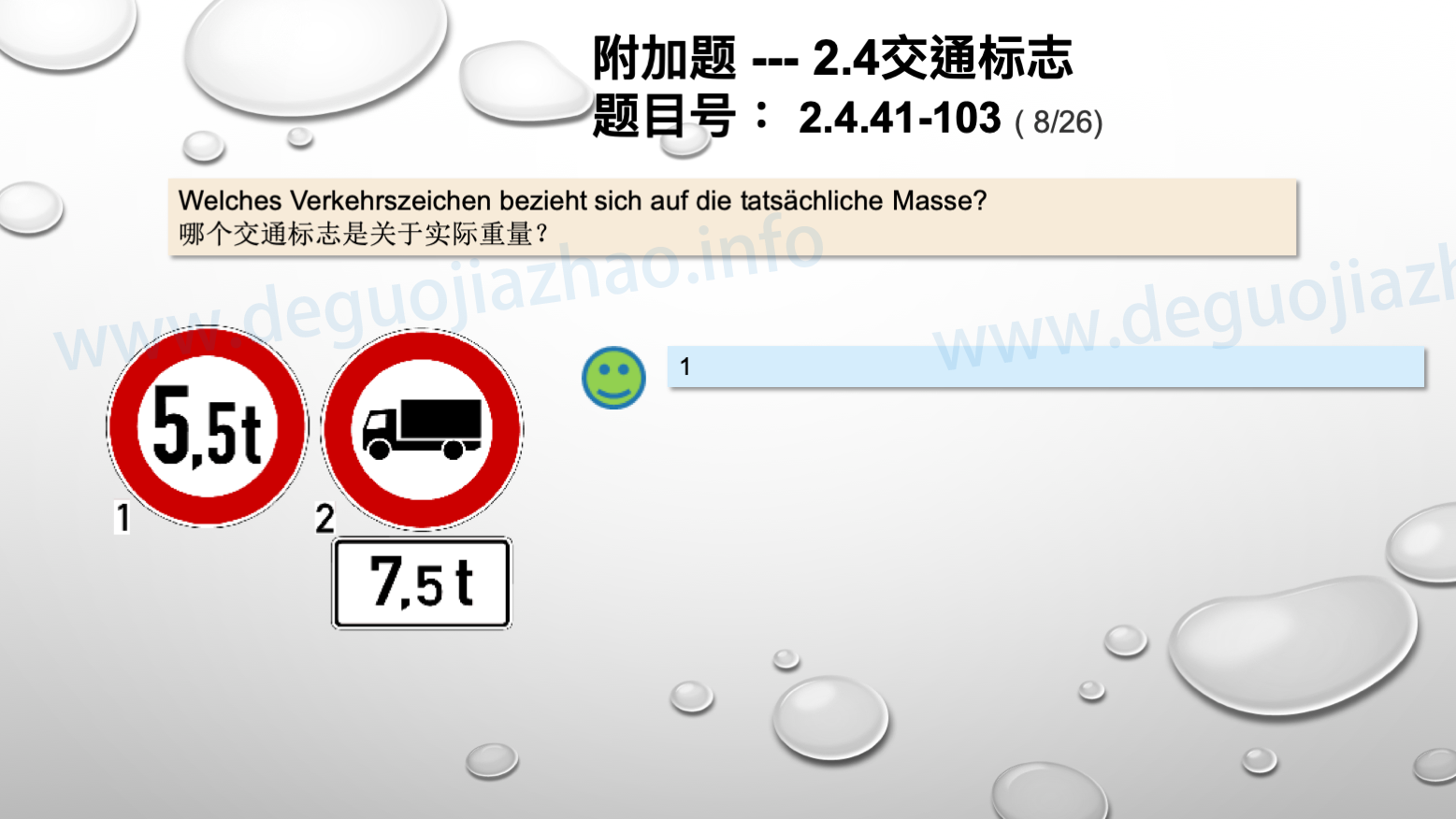 德国驾照官方理论题 章节 2.4.41 规章标志 