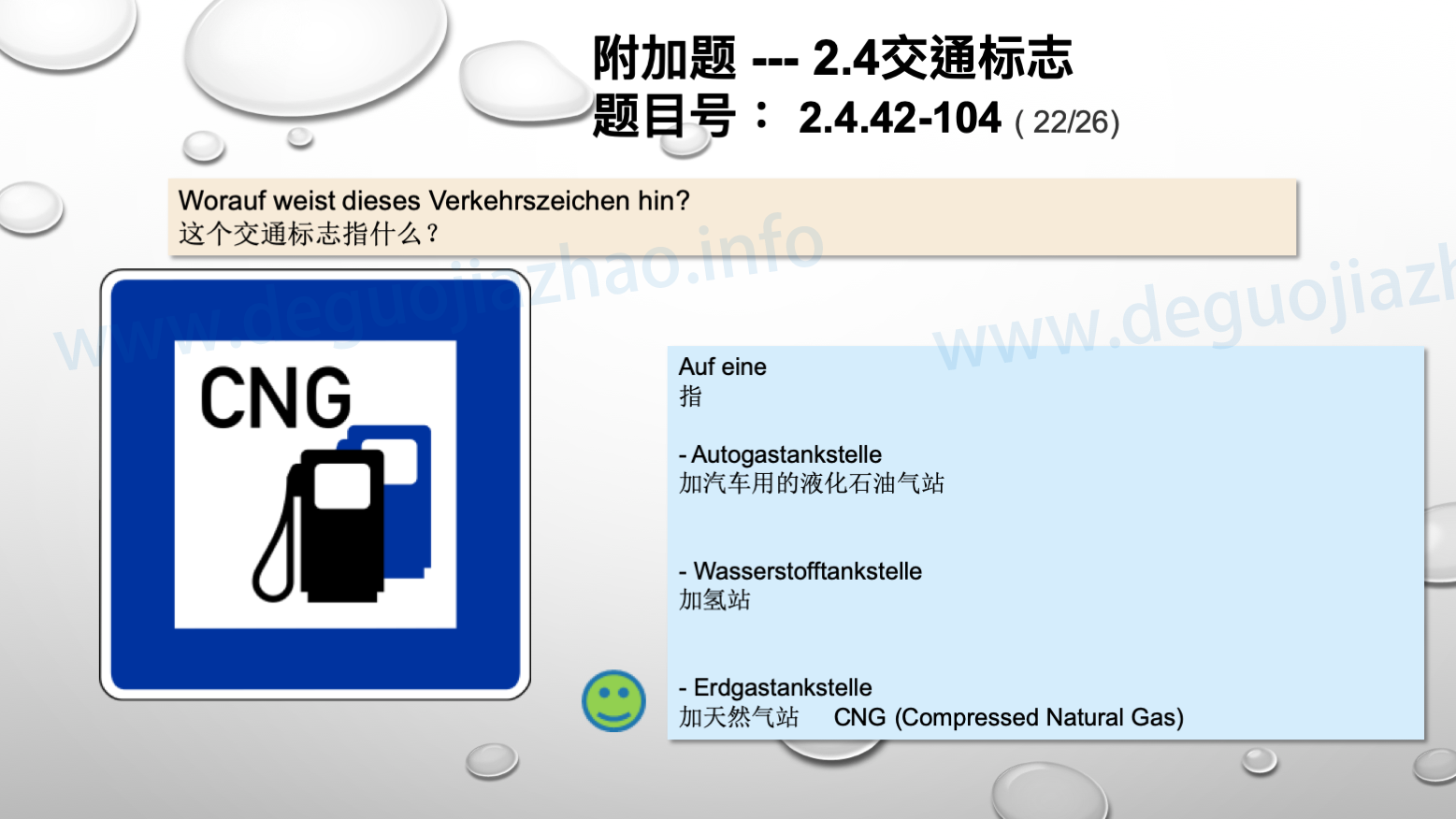 德国驾照官方理论题 章节 2.4.42 指向标志 