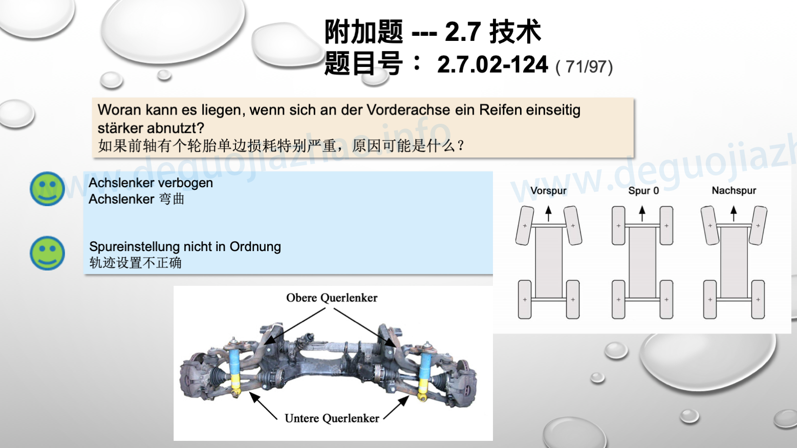 德国驾照官方理论题 章节 2.7.02 缺陷识别，锁定故障 
